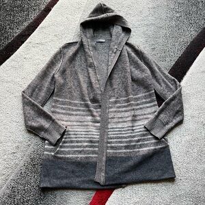 360 Cashmere Marled Cashmere Blend Hooded Cardigan Sweater